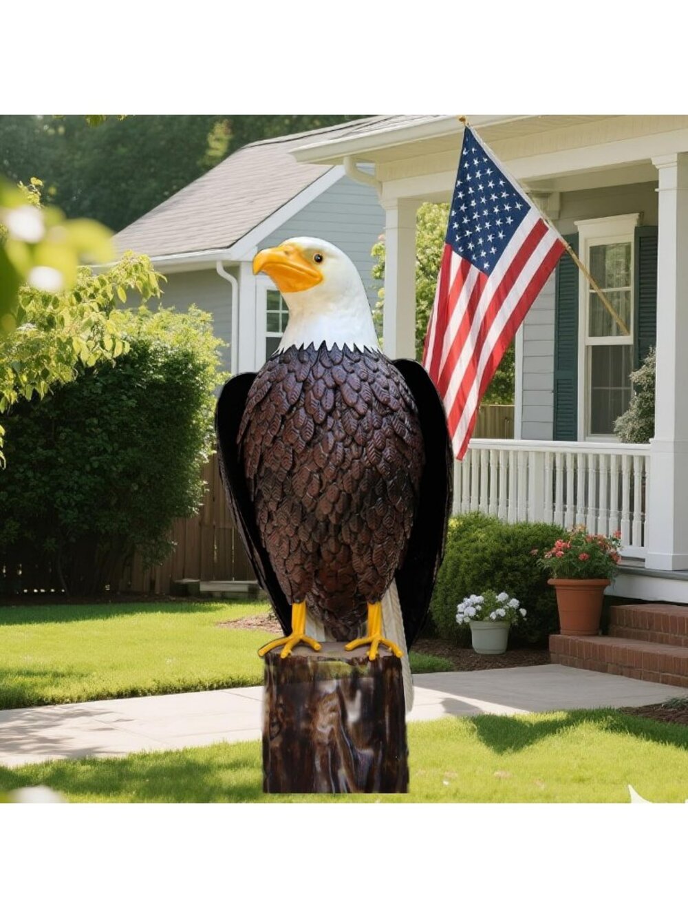 Stunning Bald Eagle Metal Yard Art Sculpture for Garden, Lawn, Patio Decor